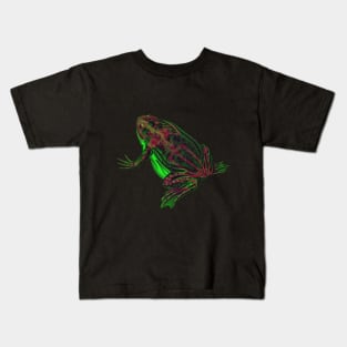 Skeleton Frog Interactive Magenta&Green Filter #2 By Red&Blue Kids T-Shirt